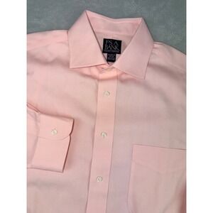 Jos A Bank Travelers Collection Mens 15.5X35 Tailored Fit Pink Dress Shirt